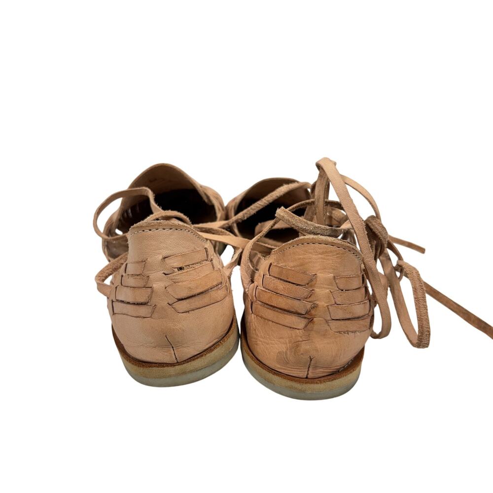 Brother Vellies Huarache Sandals - Tan Woven Leather Lace Up - Women's Size 10 - Picture 7 of 9